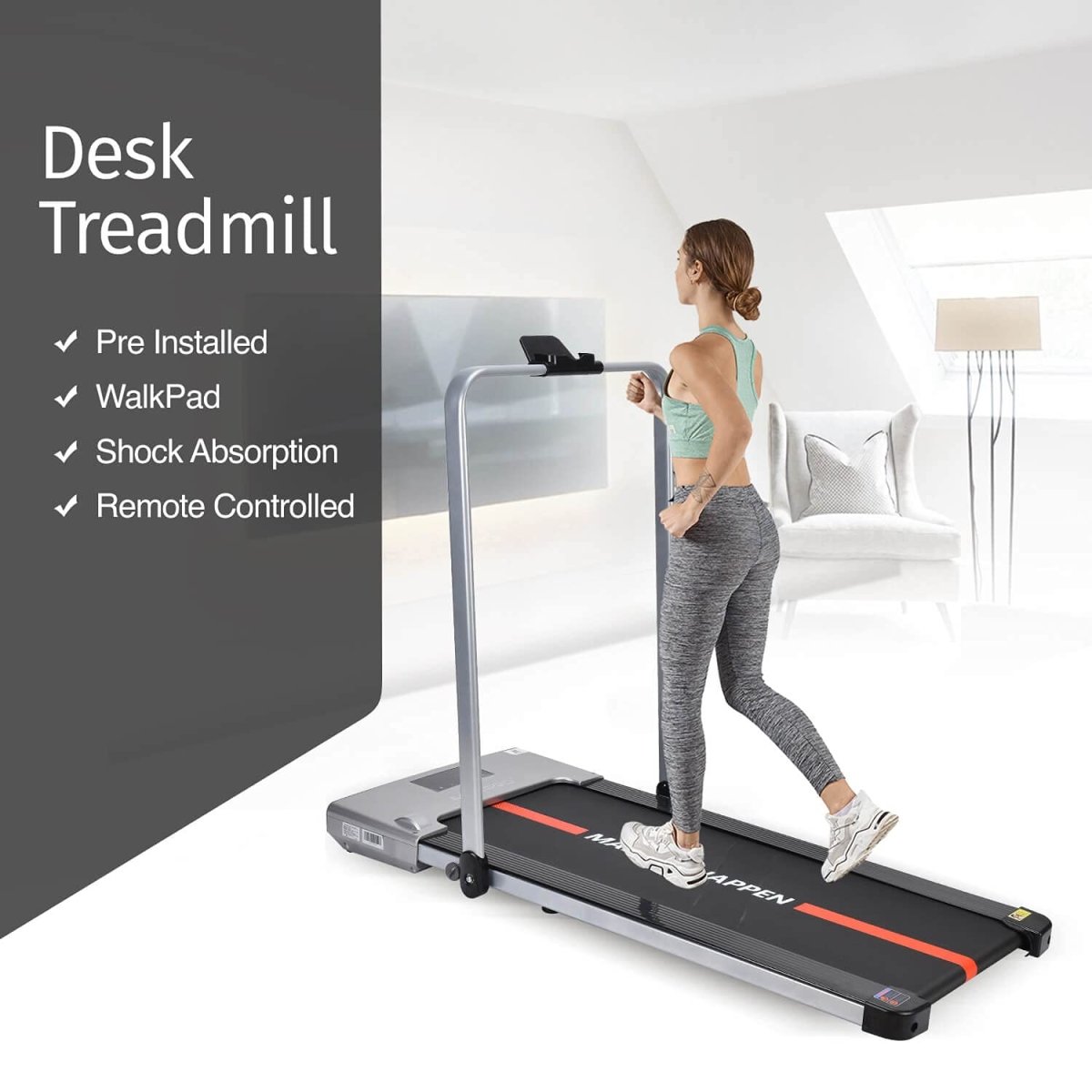 Walking Pad | Maxpro WALK (PTM X1) Walking Pad Treadmill | Ultra Slim Smart Fold Running machine for home gym Under Desk | Remote controlled | User Weight 90kg | Speed 1 to 8 | Treadmill for home - Maxpro Fitness Equipments
